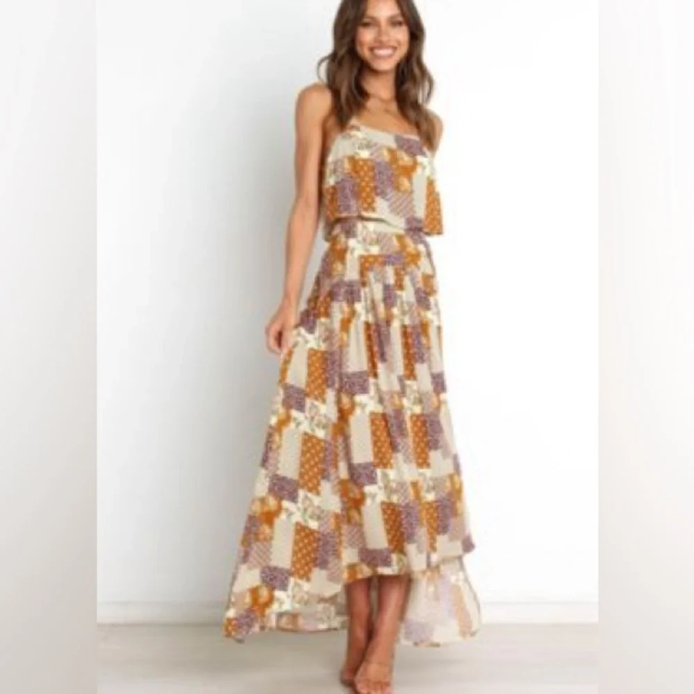 Petal & Pup Patchwork Floral Set in Mustard, Cream & Brown